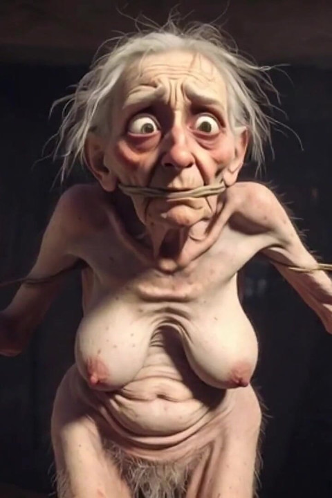 Granny in Rope Bondage - Hairy Pussy & Anal Creampie Desire