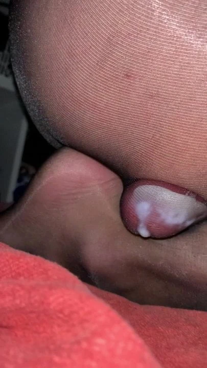 Grinding my dick in black pantyhose