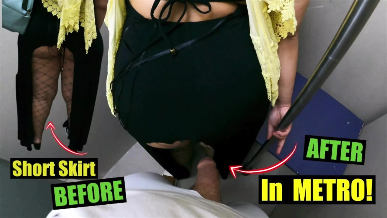 Secret Dick Stuck Under Dress in Subway  Unknown Man Petting Arabic Wife and She Liked!
