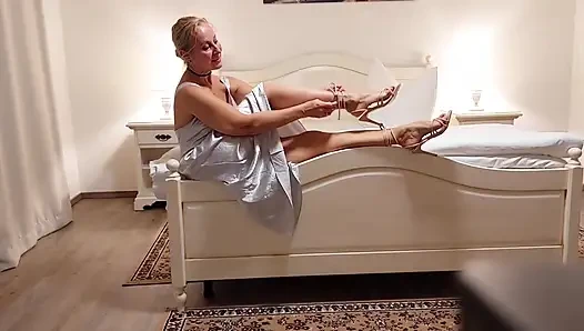 Beautiful blonde mature posing and sex
