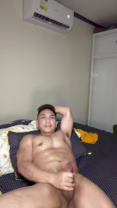 Asian Twink Jerks off with Nipple Clamps for Huge Load