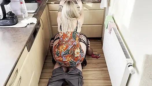 The Plumber Also Performs Maintenance on the Hot Blonde Wife While Her Husband Is at Work