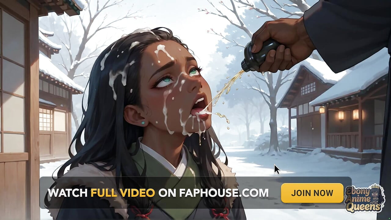 Ebenholz, geil, versaut und unordentlich zum ersten Mal in einem schneereichen Dorf.