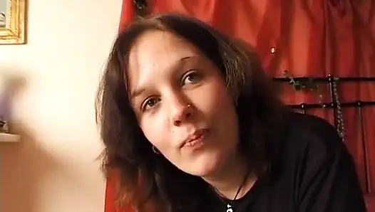 Small tit brunette fingering and rubbing her pussy