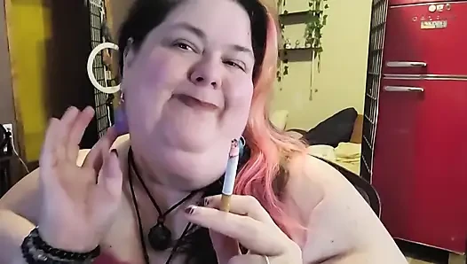 SSBBW Smoking While Playing with My Neck and Massive Arms