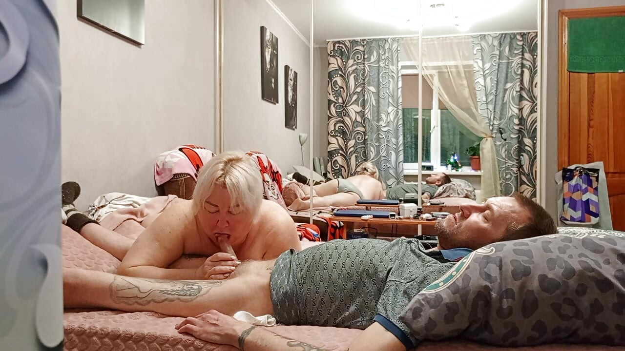 gentle blowjob and hot cum in neighbor's mouth