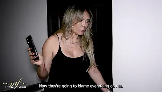 I catch my stepdaughter having sex with her boyfriend and I join in so they can fuck my pussy - Monique Fuentes, Andrea Castro a