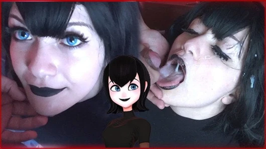 Горячая готесса получает массивный камшот на лицо - Mavis Cosplay