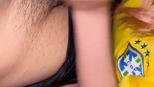 Young Man Sucking Cock and Riding Her Boyfriend Who Richly Screams with Pleasure