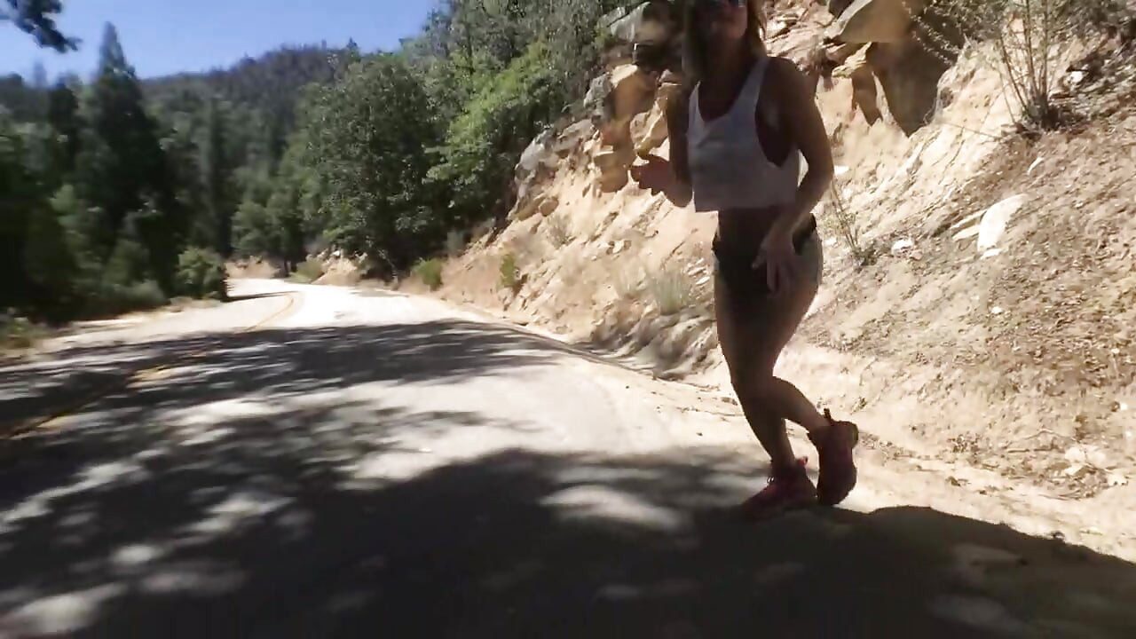 Hot couple ride motorcycle up mountain to fuck!