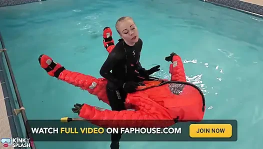 Human Life Raft - Inflated Suit Slave Pool Domination