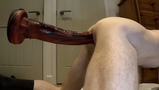 Massive Dildo Destroying my Ass and Bulging Belly- High speed Fuck Machine and Prolapse