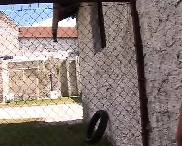 Tied German whore eats cum after hot outdoor BDSM action