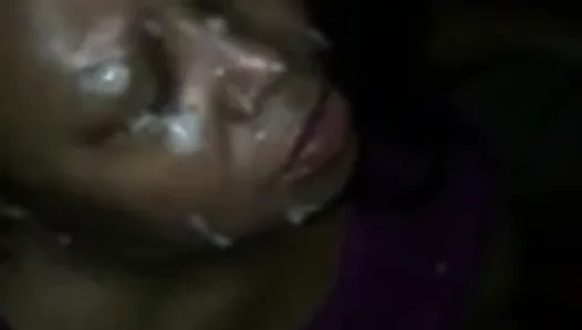 Cumming on tenant's face