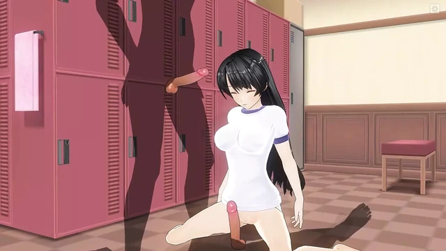 Student in Sportswear Fucks Two Guys in the Locker Room