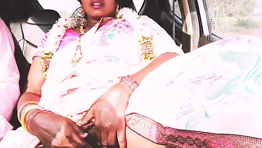 Indian Car Sex Pink Saree Bhabi Try to Fucking with Boy Friend. Telugu Firty Talks.