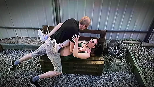Hardcore public sex outdoors: a couple in the park