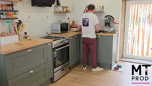 He Fucks His Stepdad in the Kitchen of His Studio