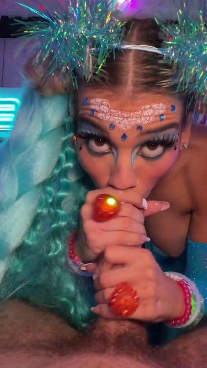 Lilith Grace Rides Brian Omally's Cock with Glow Sticks Packed Inside