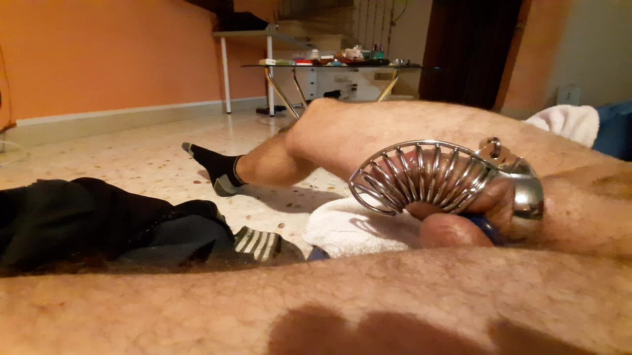 Cock in cage