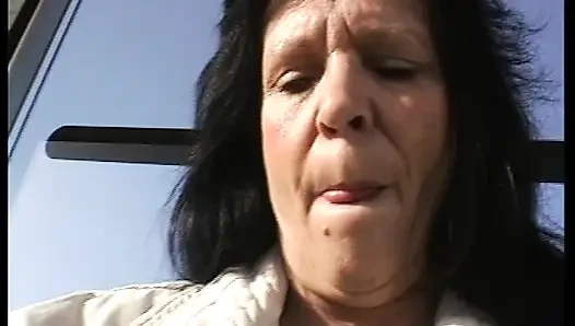 Ugly dark-haired German cougar enjoys solo action