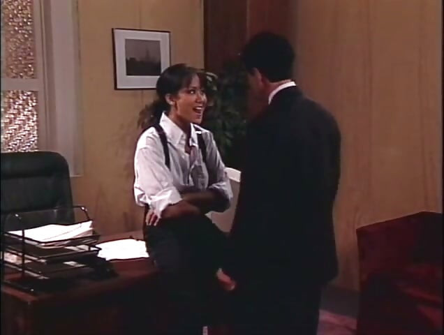 Beautiful big boobs asian girl pussy fucking threesome in the office