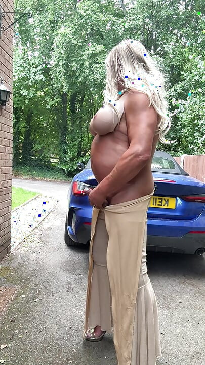 Sexy Crossdresser kellycd2022 in gold stretchy catsuit and heels