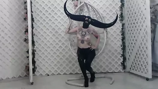 Horned Latex Mask and Pvc Striptease