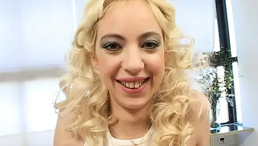 Cute Latina Blonde Sindy Got Her Makeup Ruined with Hot Cum From Two Big Cocks