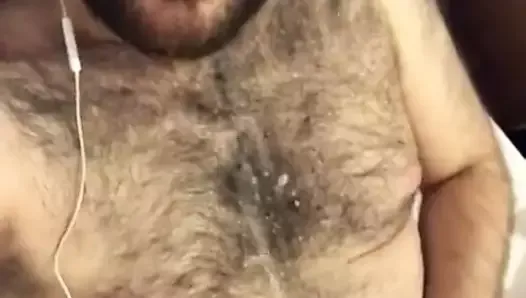 Cum over hairy chest