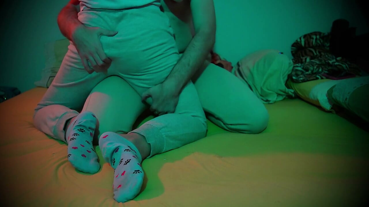 Confy sweatpants ASSJOB lap dance, cold night, Hot action - He jizzed in his pants