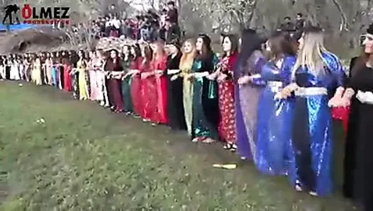 穿着库尔德衣服的漂亮库尔德女人的库尔德舞蹈