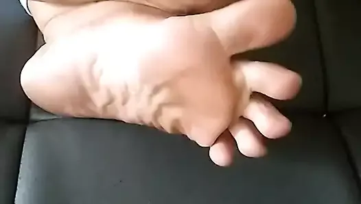 Dirty hood feet from walking barefoot