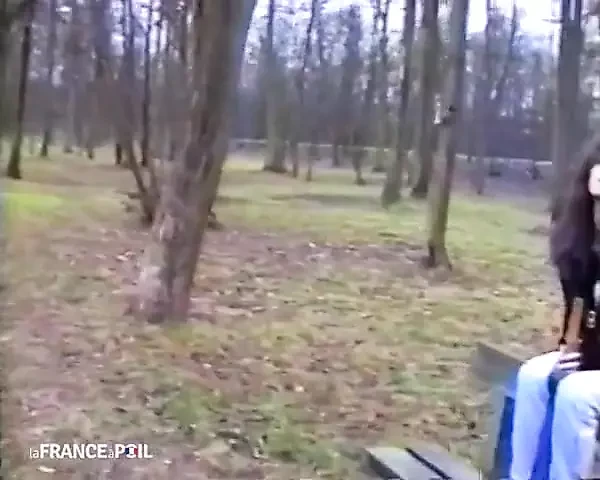 Seorang wanita muda didatangi penuh oleh kasteur kami di taman.