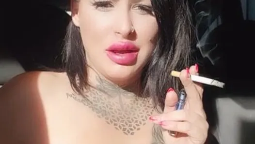 Smoking my beautiful lips and a titty tease and massage
