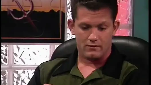 Big cock fucks beautiful brunette with great tits on couch in tiki prison
