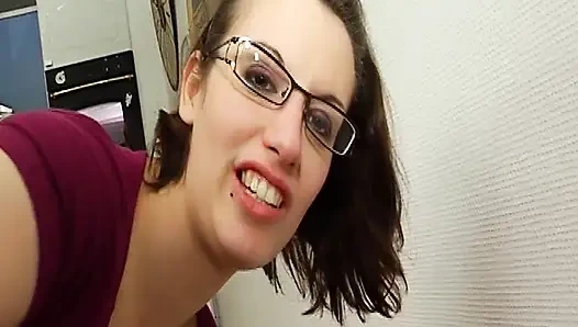 French Office Secretary Got Cum All Over Her Glasses
