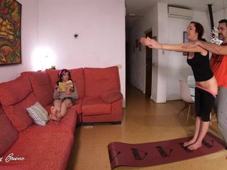 Sneakily Fucking My Yoga Trainer In Front Of My Stepsister