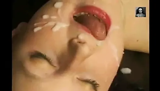 vacuum cleaning some cum off a cute girl's face