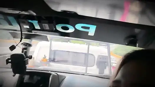 We fucked inside a tow truck while our car was being driven