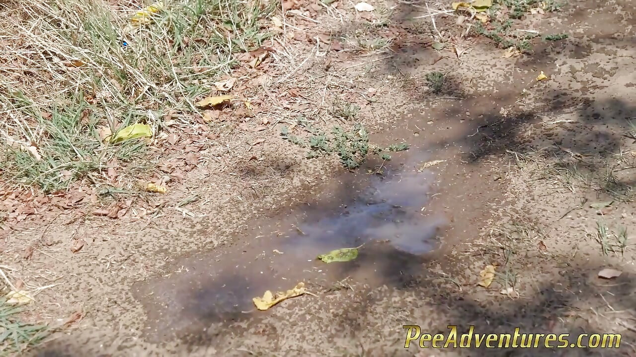 Pee standing on a dirt road in the countryside