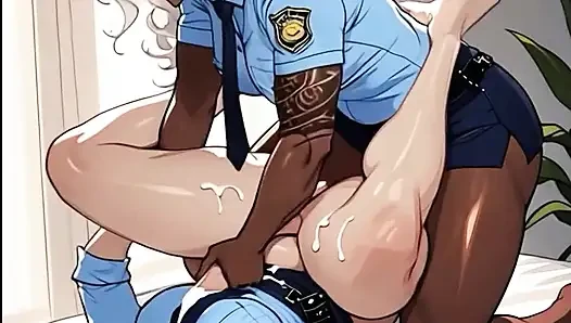 Ebony big cock Futanari  police deep anal Tight ass inmate Ai Generated 1