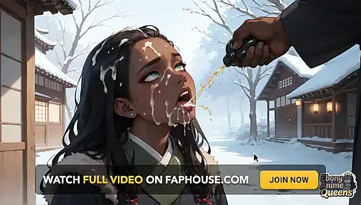 Ebony, Horny, Slutty, and Messy for the First Time in a Snowy Village.