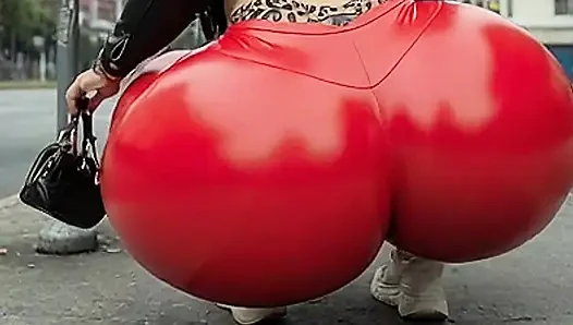 "Kırmızı deri taytlı kalın iri güzel kadın büyük götlü twerk yapıyor"