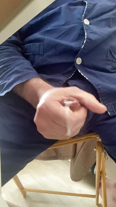 My uncut cock blows up in a big creamy cumshot.
