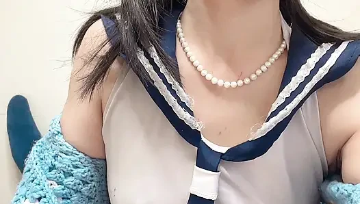 Hana wear si gadis kampus lagi cosplay di depan kamera seks di hari barunya