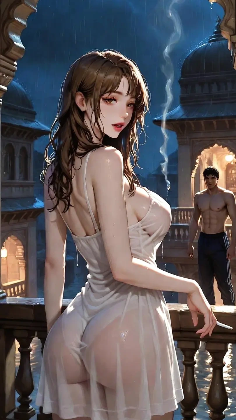 Rhea Gets Soaked and Satisfied by Neighbor’s Throbbing Cock in Rainy Encounter