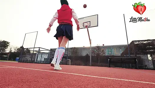 Tight and skinny black-haired basketball player gets fucked hard in a stranger's car