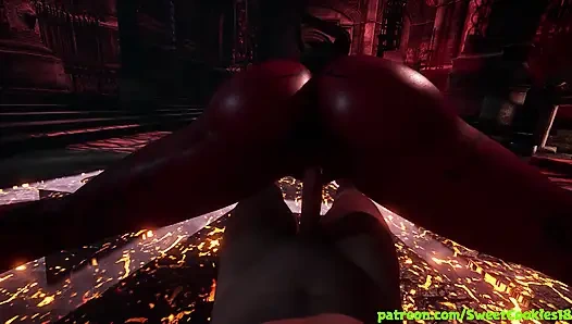 Ateşli Succubi vahşi bir sahnede boşaltıyor ve domine yapıyor