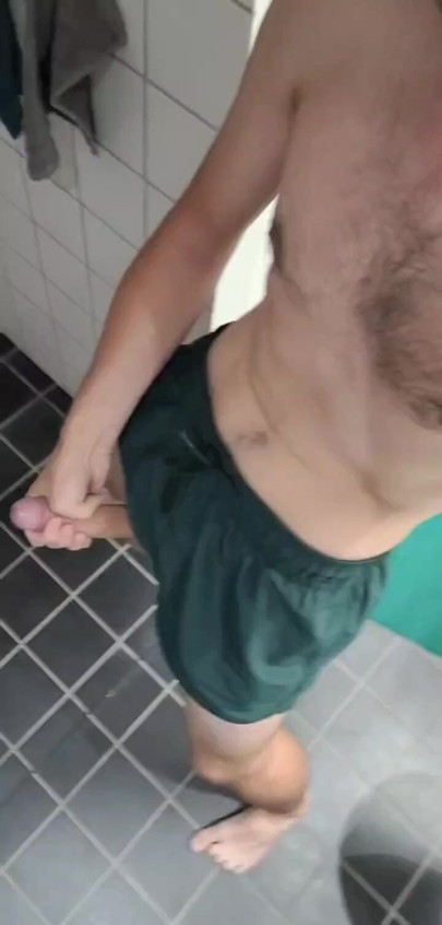 Jerking in the bathroom